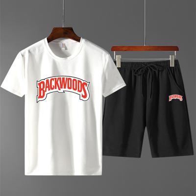 China Custom Made QUICK DRY Backwoods Men's Sportswear Logo T-shirt Shorts Jogging Suit Summer Sweatsuit Set Two Piece for sale