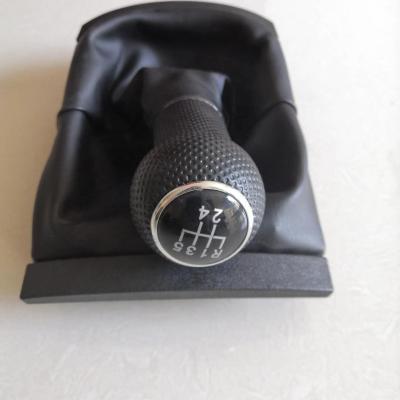 China Auto Parts High Quality Leather Gear Shift Knob With Covers Car Gear Shift Black Leather Cover 5SPEED For VW for sale