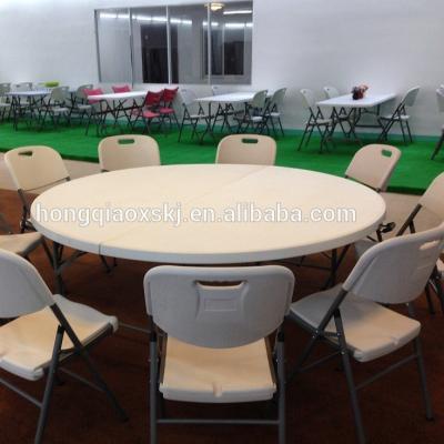 China Outdoor Plastic Round Folding Table 6ft Half Moon 1.8m Round Banquet Table With 10 Seaters (HQ-ZY180) for sale