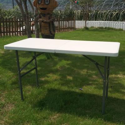 China Portable/Durable/Water Resistant 4ft White Plastic Portable Military 122cm Folding Table With Stainless Steel Foldable Legs Outdoor Furniture for sale