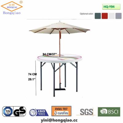 China Table diameter 94cm outdoor plastic folding table round used for banquet outdoor wedding folding table with umbrella for sale