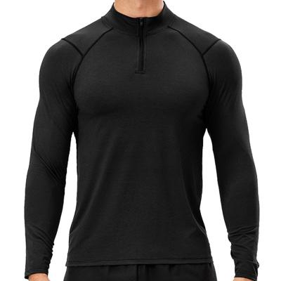 China Wholesale Customized Men's Single Zipper Sweater Fitness Long Half Sleeve Breathable Quick Dry Zipper Men's Single Zipper Sweater for sale