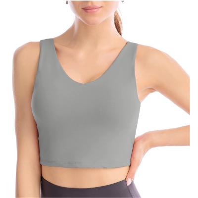 China Breathable Customize Logo Women Sports Bra Camisole Seamless Padded Yoga Crop Top for sale