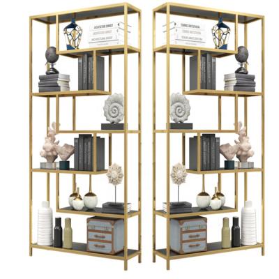 China Eco - Friendly Gold Or Black Color Metal Shelf Room Divider Stainless Steel Rack Shelf for sale