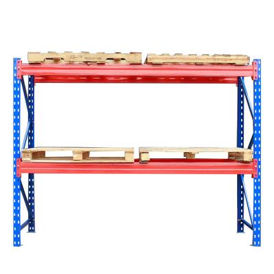 China Blue column of strong corrosion protection shelves, orange beam storage for placing goods vertical three layers of heavy shelf for sale