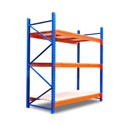 China Factory wholesale corrosion protection blue column, orange beam storage for placing goods vertical three layers of heavy shelf for sale