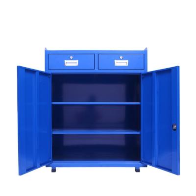 China Customized multifunctional double door workshop locker drawer type hardware mobile hand-push tool cart with casters 101 for sale