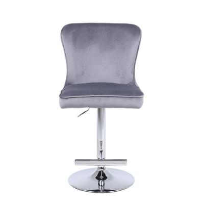 China New Strong Modern Velvet Design Chrome Adjustable Legs Swivel Swivel Bar Stool Chair for sale