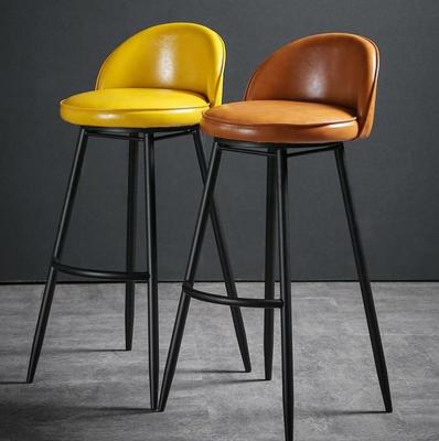 China Modern High Swivel PU Leather Bar Stools With Back for sale