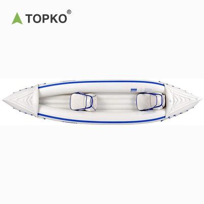 China Explore Water TOPKO Buy Cheap 3-4 Person PVC Inflatable Kayak Pedal Surf Fishing Rowing Canoe Folding Boats On Bulk Sale for sale