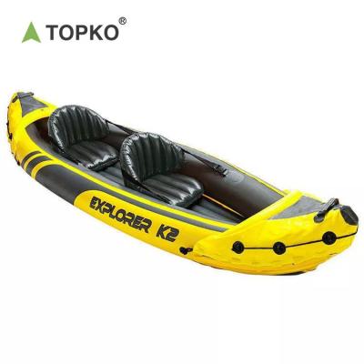 China Explore Point TOPKO K2 Inflatable Pedal Kayak Water Drop Travel Kayak Foldable Waterproof Accessories Fishing 2 Person Seat Rowing Boats for sale