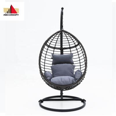 China ABCCANOPY Classic Patio Wicker Hanging Basket with Cushion Tear Drop Egg Chair Hammock Hanging Chair KD Style for sale