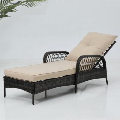 China ABCCANOPY Classic Outdoor Patio Furniture Chaise Lounge Chairs Extended With Cushion KD Rattan Sun Lounge Wicker Style for sale