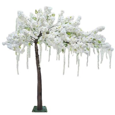 China Eco-Friendly Cherry Blossom Tree Greeting Plant Materials YHSDB005 Artificial Weeping White Cherry Tree for sale