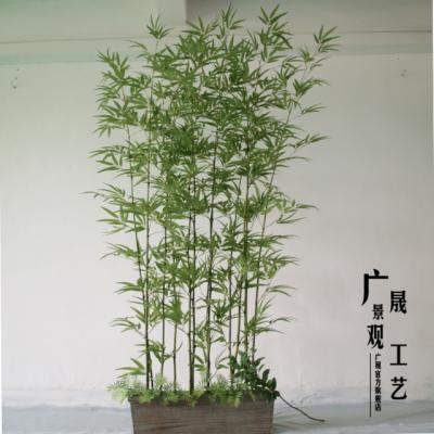 China Customized Eco-friendly Green Bamboo Fake Plastic Poles Leaves Artificial Plants For Outdoor Indoor Garden Decoration for sale