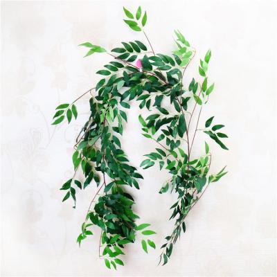 China Modern Wholesale Willow Leaves Fabric Hanging Plants For Wall Decoration Wedding for sale