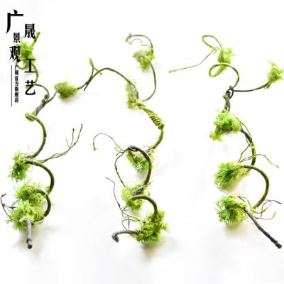 China Eco-friendly 120cm Artificial Plastic Moss Vine Hanging Plants Dry Branch For Stage Layout Occasion for sale