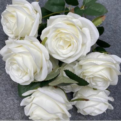 China Tropical Silk Rose Artificial Flowers Rose Decorative Bouquet Flowers Wedding Decor for sale