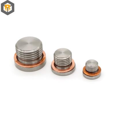 China Alloy CNC Turning Fastener Round Parts for Auto Oil Drain Valve Plug Brass Plug Part for sale