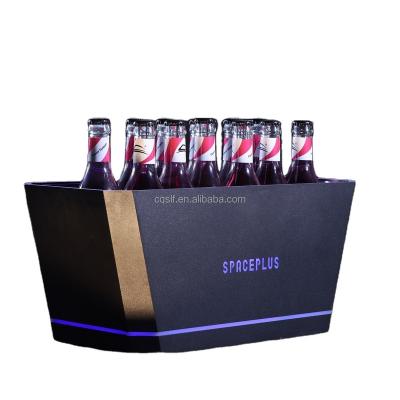 China Wholesale Custom Viable OEM LED Champagne Buckets Cooler Acrylic Ice Bucket Beverage Tubs Light Champagne Beer Bucket for sale