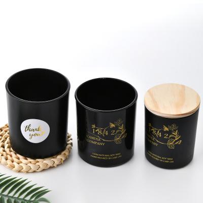 China Custom Color 10Oz Matte Black Candle Jar Glass Home Decoration Cup Candle With Bamboo Lid for sale