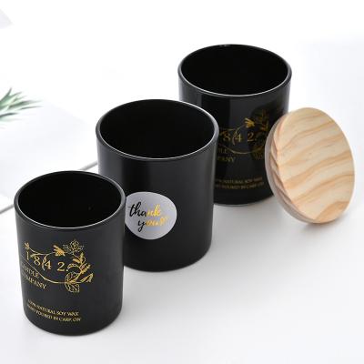 China Home Decor 10Oz Candle Glass Cups Suppliers Custom Matte Black Candle Jars With Color Box for sale