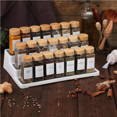 China Steamable Wholesale 4Oz Kitchen Seasoning Bottle Set Quality Lid Bamboo Kitchen Spice Glass Bottle for sale