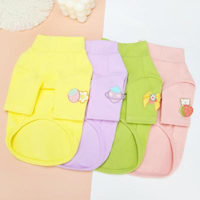 China Stocked Cheap Wholesale Pet Sweater Bichon Frize Puppy Clothes Korean Dog Pastel Color Fruit Sweatshirt for sale