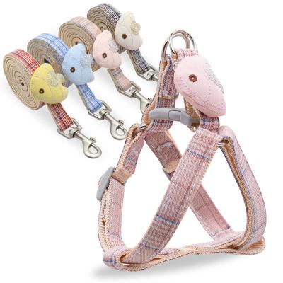 China Cute Chest Stocked Breathable Pet Harness Rope Cloth Harness Leash For Dog Cat Supplies Custom Adjustable Buckle Reflective Brand for sale