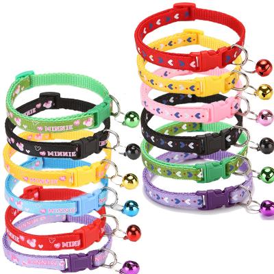 China Wholesale Stocked Customized Cat Collar Colorful Comfortable With Adjustable Bell Pet Collar for sale