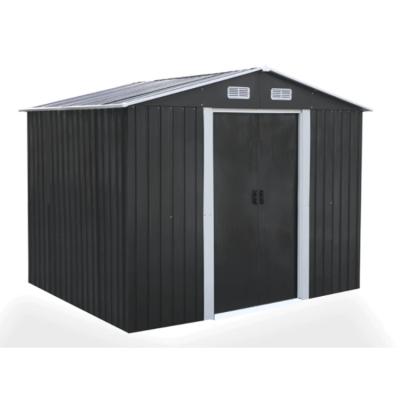 China Easily Assembled Outdoor Metal Tools Bike Storage Galvanized Garden Shed With Lockable Double Doors For Backyard for sale