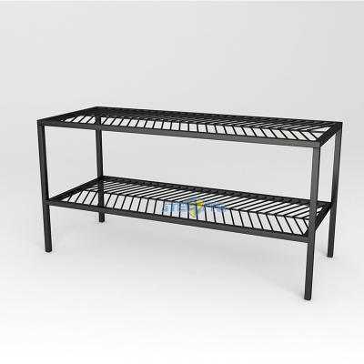 China Home Decor Convertible Living 2 Layers Metal Display Storage Home Shelf Rack Steel Shoes Rack for sale