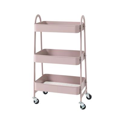 China Metal 3 Tiers Metal Rolling Organization Storage Cart Utility Cart Shelves Tray With Casters for sale