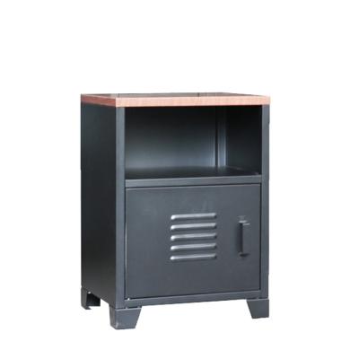 China Modern Industrial Nightstand Metal Bedroom Storage Bedside Chest Table Steel For Sale for sale