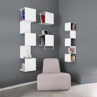 China Nordic 4 Tier Convertible Bookshelf Bookcase With Modern Storage Ladder Wall Shelf Open Back Office Metal Wall Storage Shelves for sale