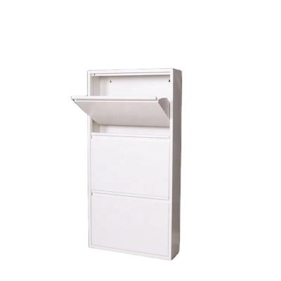 China Knocked Down Steelite Shoe Rack Steel Cabinet With 3 Drawers Wall Shoe Cabinet For Sale for sale