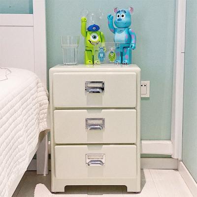 China Knocked Down Simple Modern Bedroom Furniture Nightstand Metal Bedside Table With Drawer for sale