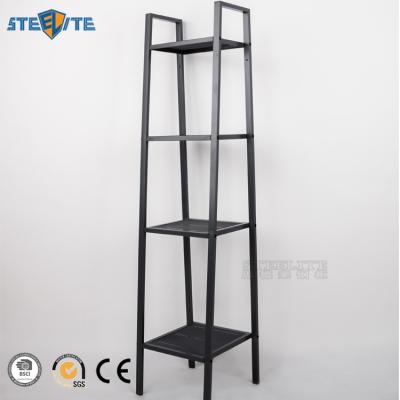 Κίνα 4 Shelves Sustainable Square Metal Furniture Small Metal Wire Storage Rack Black Corner Shelving Unit προς πώληση