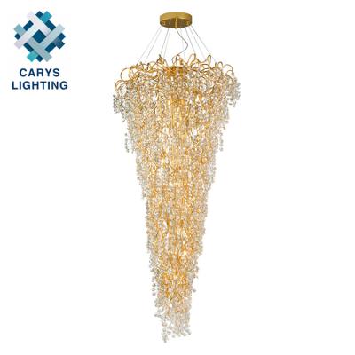 China Modern Creative Design Banquet Lobby Hotel Customized Luxury Gold Cone Shape Glass Chandelier for sale