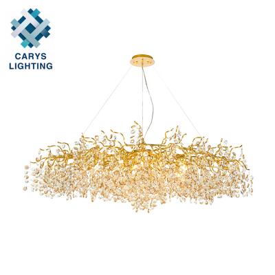 China Modern Living Room Indoor Decorative Gold Anodize Aluminum Modern Luxury Glass Chandelier Hanging for sale