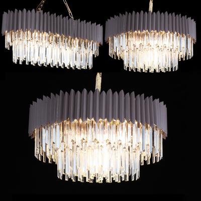 China Modern Indoor Ceiling Gray Color Shell Decorative Art Iron Round Luxury Modern Glass LED Chandelier for sale