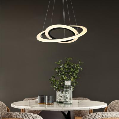 China Modern Simple Style Living Room Bedroom Good Quality LED Aluminum Acrylic Ring Hanging Pendant Light for sale