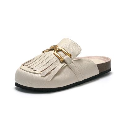 China Fashion Trend PU Tassel Cork Sandals Women Beach Slippers Sandals High Quality Leather Shoes for sale