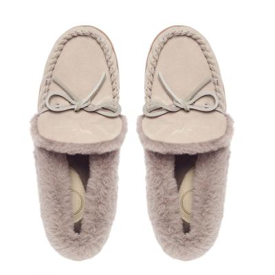 China New Fashion Trend Wholesale Ladies Women's Shoes Women's Faux Suede Fluffy Fur Lined Loafers Indoor Slippers for sale