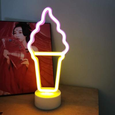 China 2021 New Party Decoration Festival And Fashion Ice Cream Led Table Home Light Gift Christmas Neon Lamp Outdoor Decor Light for sale