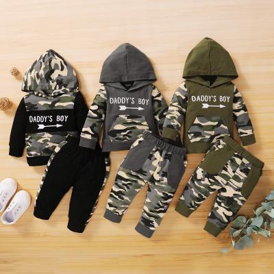 China European and American style baby fall/winter suit cute cool camouflage sweater casual male long-sleeved hooded warm suit for sale