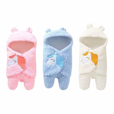 China New Design Anti-shrink Plush Wrap Sack Blanket For Newborn Boys And Girls Soft Sleeping Bag And Baby Stroller Super Fluffy for sale