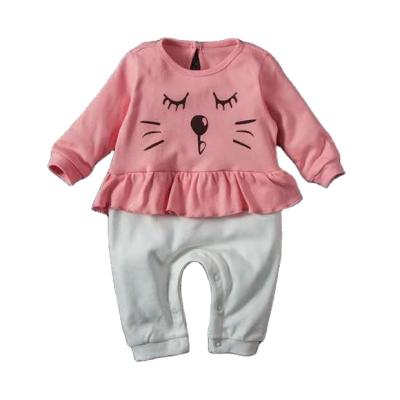 China 100% Cotton Breathable Two-Piece Newborn Female Baby Wholesale Overalls Crawling Suit for sale