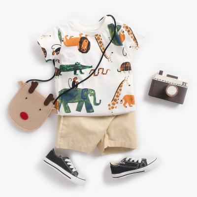 China Breathable Children's Short Sleeve Set Cotton Baby T-shirt Shorts 2 Pieces Set Boys Girls Summer Set for sale