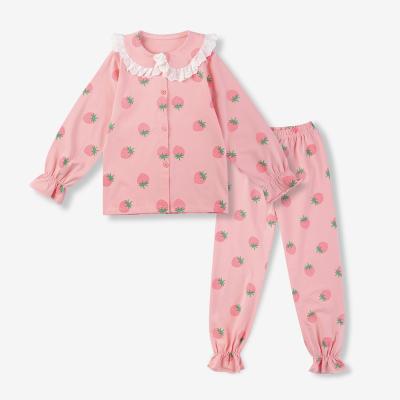 China European and American cotton organic cotton pajamas new autumn girls two-piece fashion suit breathable in stock for sale